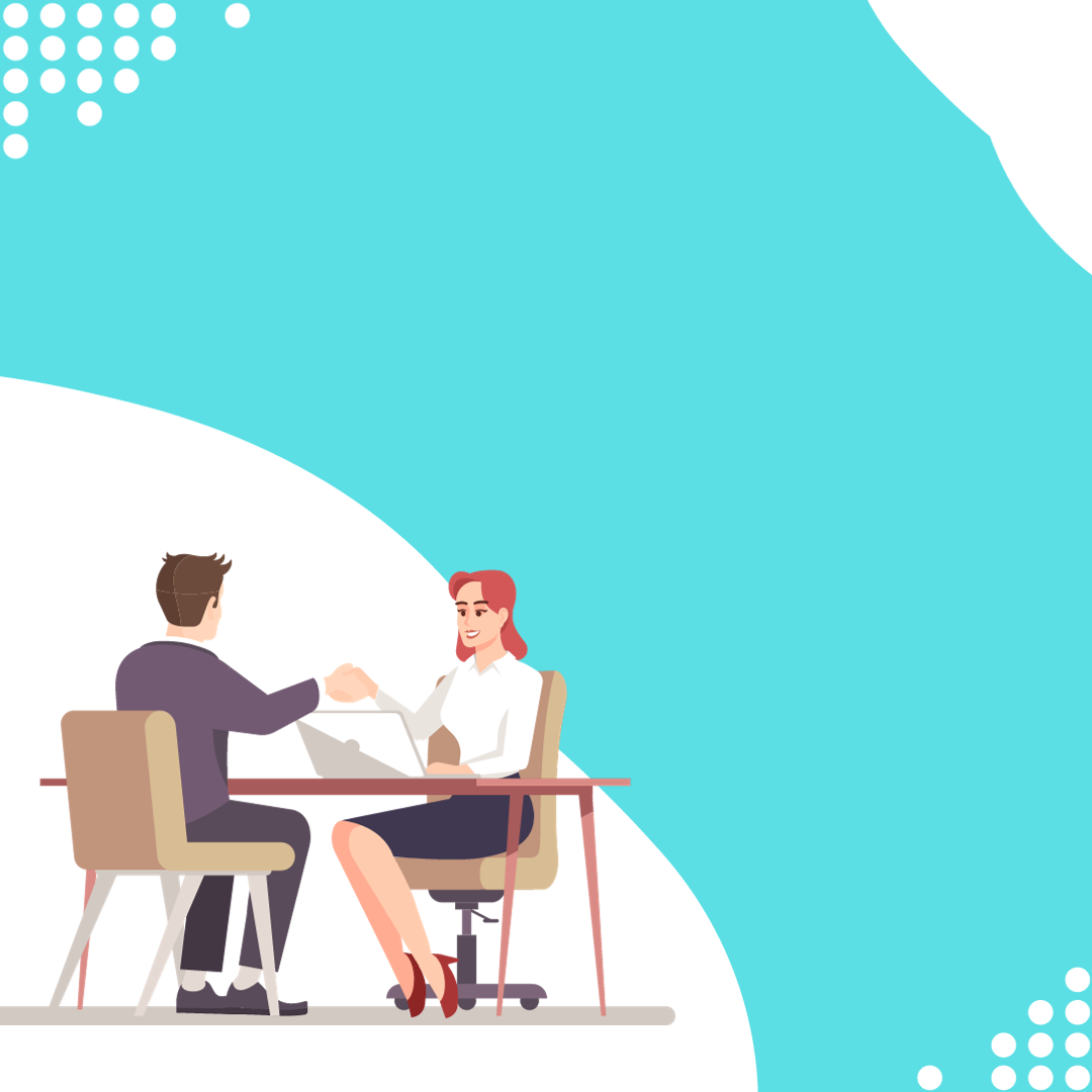 A man and woman sitting at a desk and talking about cover letter.